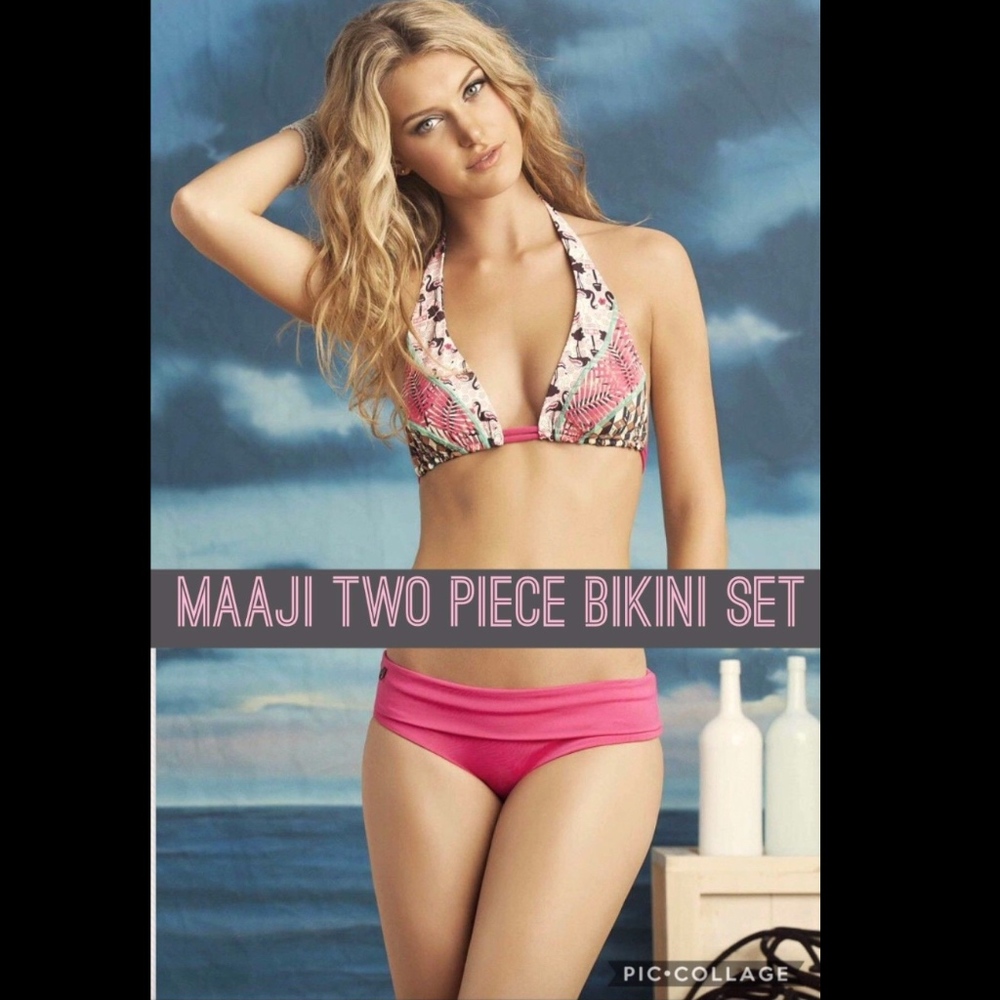 NWT Maaji Bimini Leaves Bikini + Hipster Bottoms‎